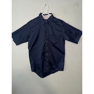 RED KAP Men's Short Sleeve Cotton Contrast Dress Shirt  Blue size L